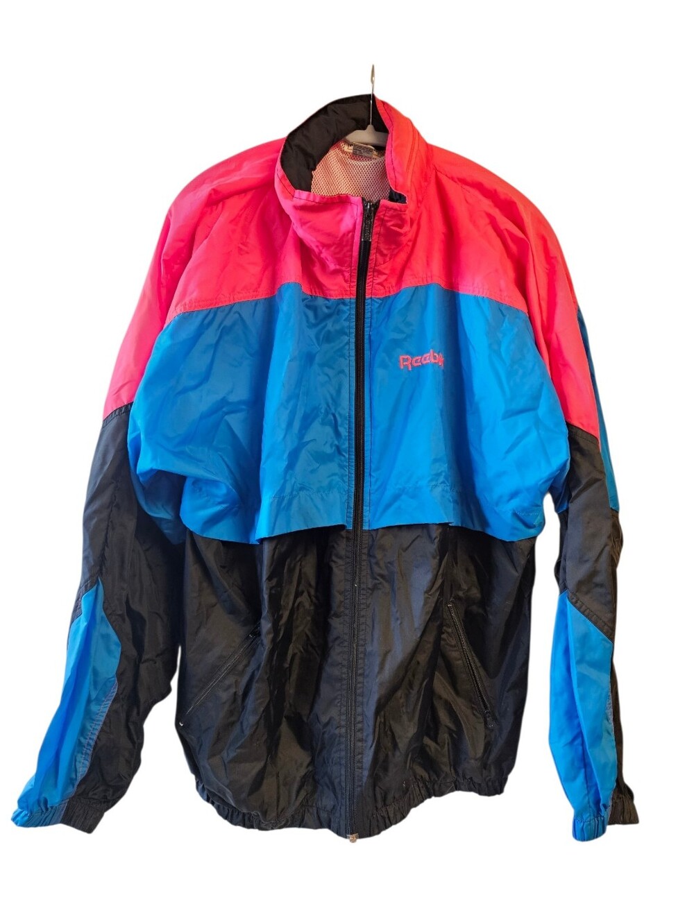 Vintage REEBOK Nylon Windbreaker Jacket Hooded Colorblock Embroidered 90s Xl
